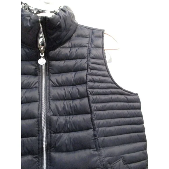 Nautica Womens Reversible Puffer Vest Sz L Navy Blue Zip Front Medium Weight - Picture 5 of 8